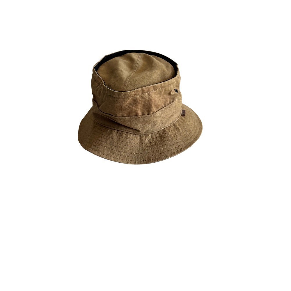Tommy Hilfiger Tan Cotton Canvas Bucket Hat Vintage Style Grommet Detail S/M